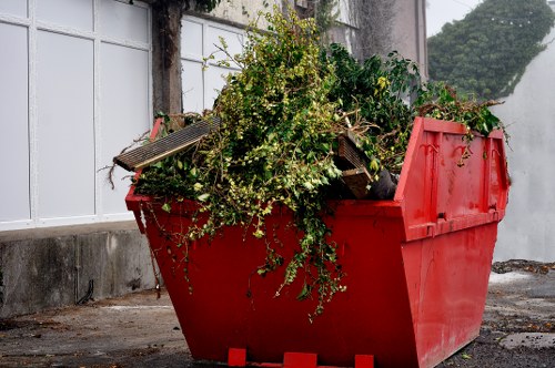 Team managing construction waste removal